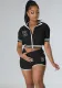 Women'S American Street Embroidered Short Sleeve Baseball Jersey And Shorts Casual Two Piece Set