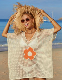 Women Beach Blouse Hollow Knitting Blouse Holidays Sleeveless Sun Protection Cover Up Shirt