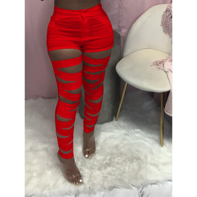 Women'S Clothing Hollow Out Patchwork Sexy Pants