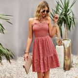 Spring Summersolid Color Swing Dress Holidays Style Casual Women'S Straps Dress