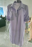 Spring And Summer Women'S Deep V-Neck Chiffon Shirt Sunscreen Shirt Dress