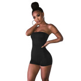 Women'S Summer Clothes Solid Color Chest Wrap Strapless Shorts Nightclub Jumpsuit