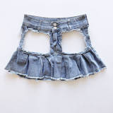 Sexy Transparent Temptation Erotic Hollow Out Denim Short Skirt