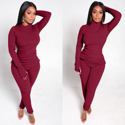 Spring Women'S Clothing Casual Fashion Solid Color Sports Two-Piece Pants Set