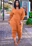 Women's Solid Color Plus Size Fashion Relaxed Casual Fall Jumpsuit