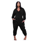 Women's Solid Color Plus Size Fashion Relaxed Casual Fall Jumpsuit