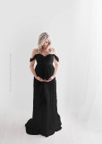 Pregnant Women Sexy Off Shoulder Slit Maxi Party Dress