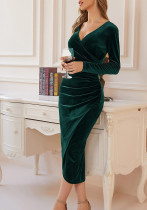 Sexy Long Dress V-Neck Bodycon Irregular Mid-Length Dress Cocktail Dress For Women