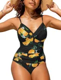 Swimwear Sexy Cross V-Neck Ruched Tight Fitting One Piece Bikini Swimsuit