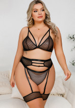 Plus Size Women Garter Lace Sexy Lingerie Set