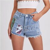 Women Summer High Waisted Tassel Ripped Denim Shorts