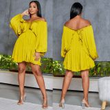 Women's Spring Summer Chic Off Shoulder Sexy Solid Color Color Bat Sleeves Dress