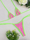 Lace-Up Swimsuit Patchwork Women's Low Back Colorblock bikini