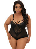 Plus Size sexy lingerie set lace suspenders See-Through Mesh lingerie