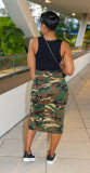 Women's Slit Racer Pocket Zipper Camouflage Skirt