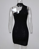 Spring Summer Jacquard Color Contrast Knitting Slim Waist Dress