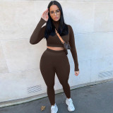Sport Long Sleeve Two Piece Spring Women'S Fashion Casual Pants Set