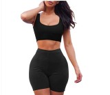 Women'S Sleeveless Solid Color Tank Top Shorts Casual Two Piece Set Yoga Wear Dropshipping