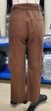 Women Casual Wash Denim Multi Pocket Cargo Pants