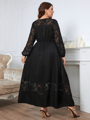Women lace long sleeve dress
