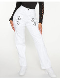 Women Washed Buckle Stretch Pant