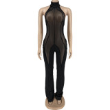 Women's Sexy mesh Patchwork Halter Neck Women's Jumpsuit