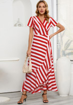 Plus Size Women Summer Stripe Irregular Dress