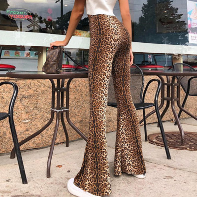 Fall Women's Leopard Bell Bottom Ladies Sweatpants