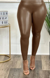 Fashionable High Waist Micro Elastic Leather Pants Tight Pants