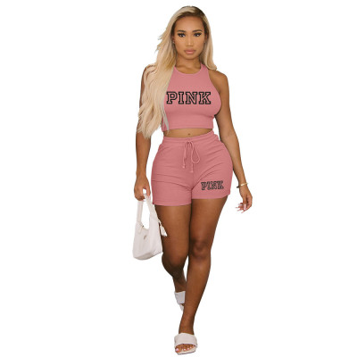 Women'S Tank Shorts Set Ribbed High Stretch Two Piece Tracksuit