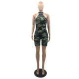 Stylish Camouflage Print Zip Cargo Shorts
