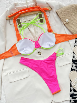 Women Solid Color Sexy Swimwear Bikini Two Pieces