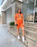 Women Fashion Print Short Sleeve Top and Shorts Two-Piece Set