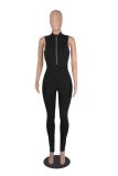 Women Solid Beaded Zip Jumpsuit