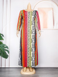 Plus Size Women Africa Printed Round Neck Dress