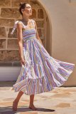 Summer Women's Holidays Sling Lace-Up Print Long Dress