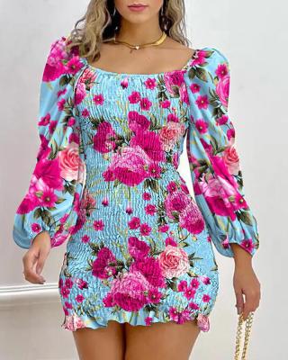 women's fashion print dress spring summer dress