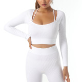 Ribbed Seamless Yoga Wear Long Sleeve Tracksuit Yoga Tank Top One-Piece Yoga Pants Women Gym Pants