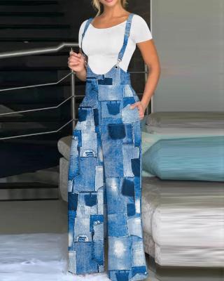 Women's fashion print jumpsuit overalls