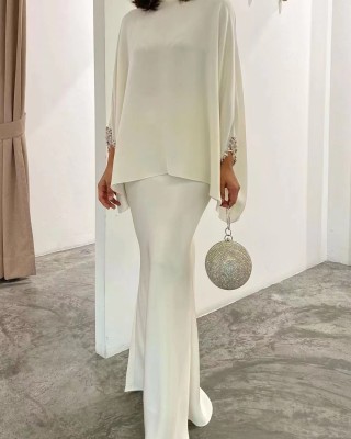 pearl white formal dress set