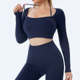 Ribbed Seamless Yoga Wear Long Sleeve Tracksuit Yoga Tank Top One-Piece Yoga Pants Women Gym Pants