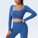 Ribbed Seamless Yoga Wear Long Sleeve Tracksuit Yoga Tank Top One-Piece Yoga Pants Women Gym Pants