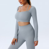 Ribbed Seamless Yoga Wear Long Sleeve Tracksuit Yoga Tank Top One-Piece Yoga Pants Women Gym Pants