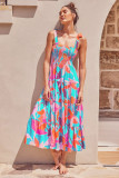 Summer Women's Holidays Sling Lace-Up Print Long Dress