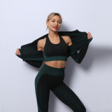 Seamless Yoga Wear Long Sleeve Suit Yoga Vest Shockproof Sports Underwear High Waist Yoga Pants Fitness Pants