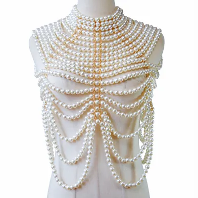 Pearl Choker Chest Sweater Chain Pearl Body Chain