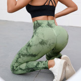 Tight Fitting Butt Lift Pants High Waist Tummy Control Yoga Fitness Leggings Seamless Tie Dye Sports Tight Fitting Pants