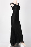 Beaded Off Shoulder Lace Long Sexy Nightclub Dress Evening Dress