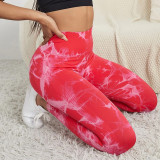 Tight Fitting Butt Lift Pants High Waist Tummy Control Yoga Fitness Leggings Seamless Tie Dye Sports Tight Fitting Pants