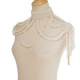 Pearl Necklace Choker Necklace Shoulder Chain Bridal Dress Shoulder Tassels Layered Beaded